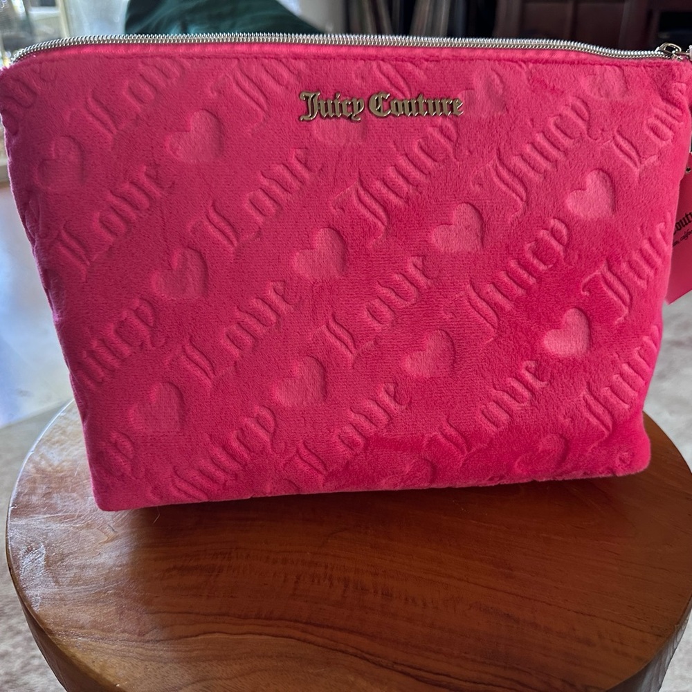 Juicy Couture Hot Pink Embossed Cosmetic Bag